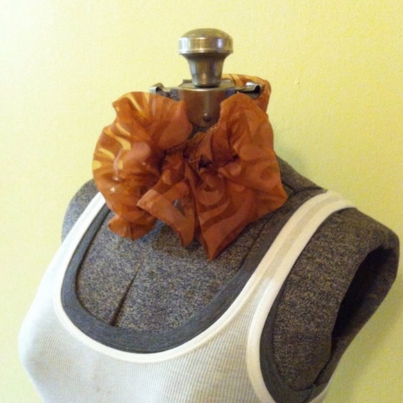 Vintage Beautiful Brownish Bronze Sheer Paisley Versatile Scarf - Picture 4 of 10